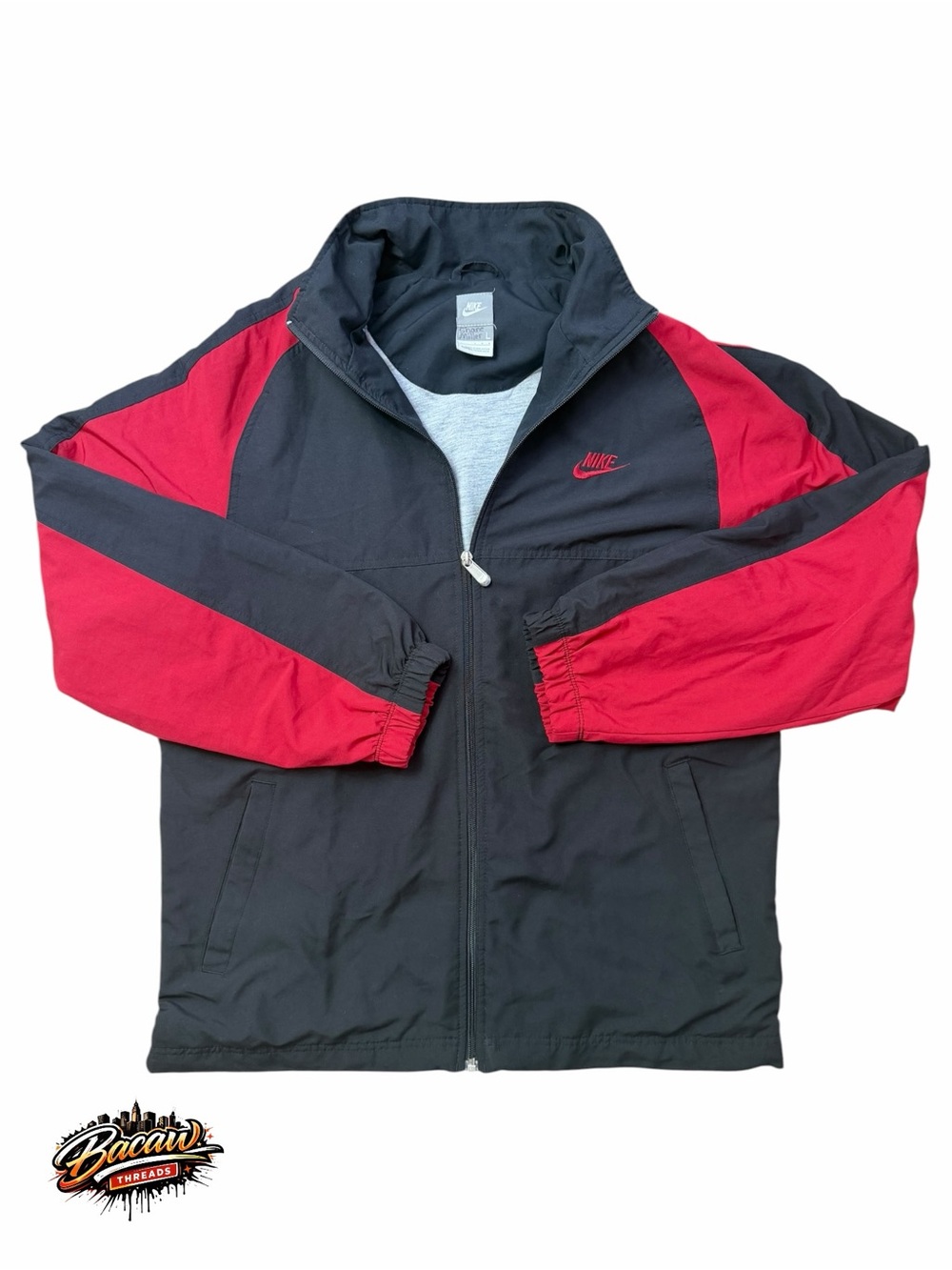 Vintage Nike full-zip 90s Y2K Windbreaker Track Jacket Red/Black Color-blocked